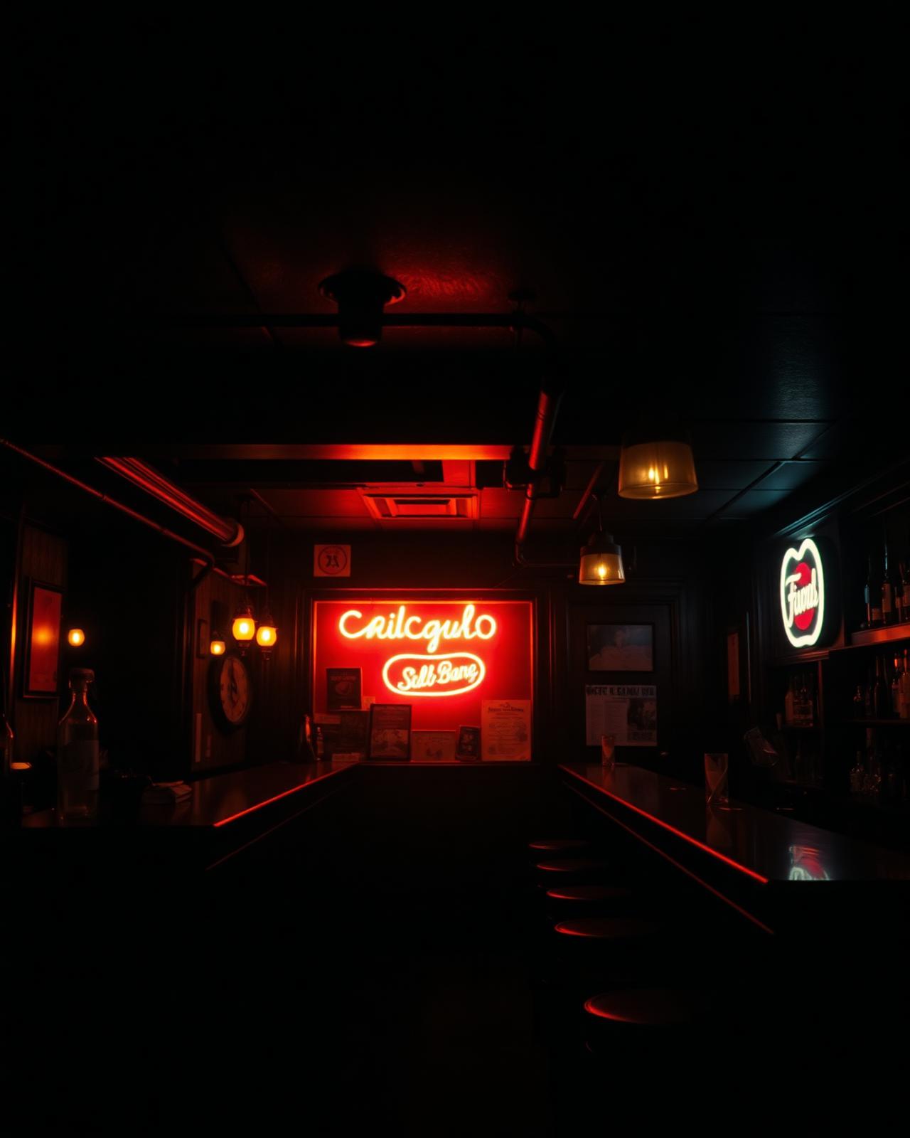Heights Bar & Grill interior at night